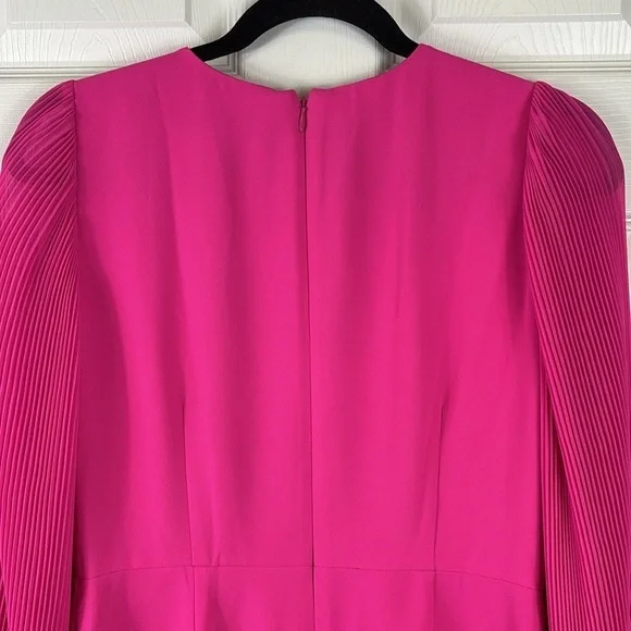 NWT J.Crew bright pink pleated sleeve a line dress sz 2 - Picture 9 of 12